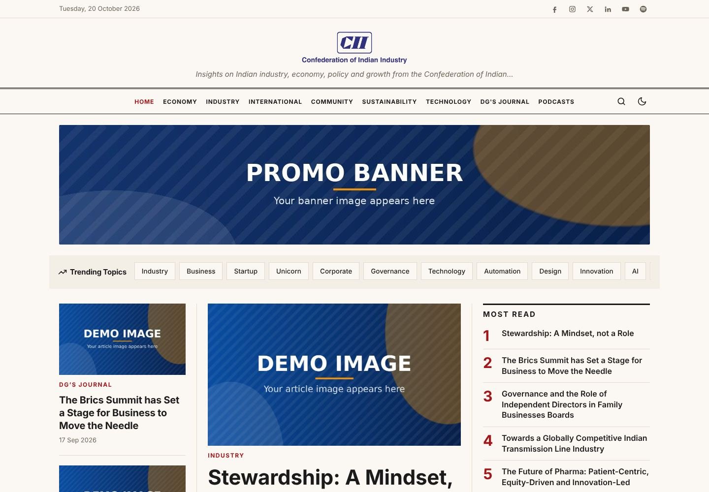 Editorial theme, desktop